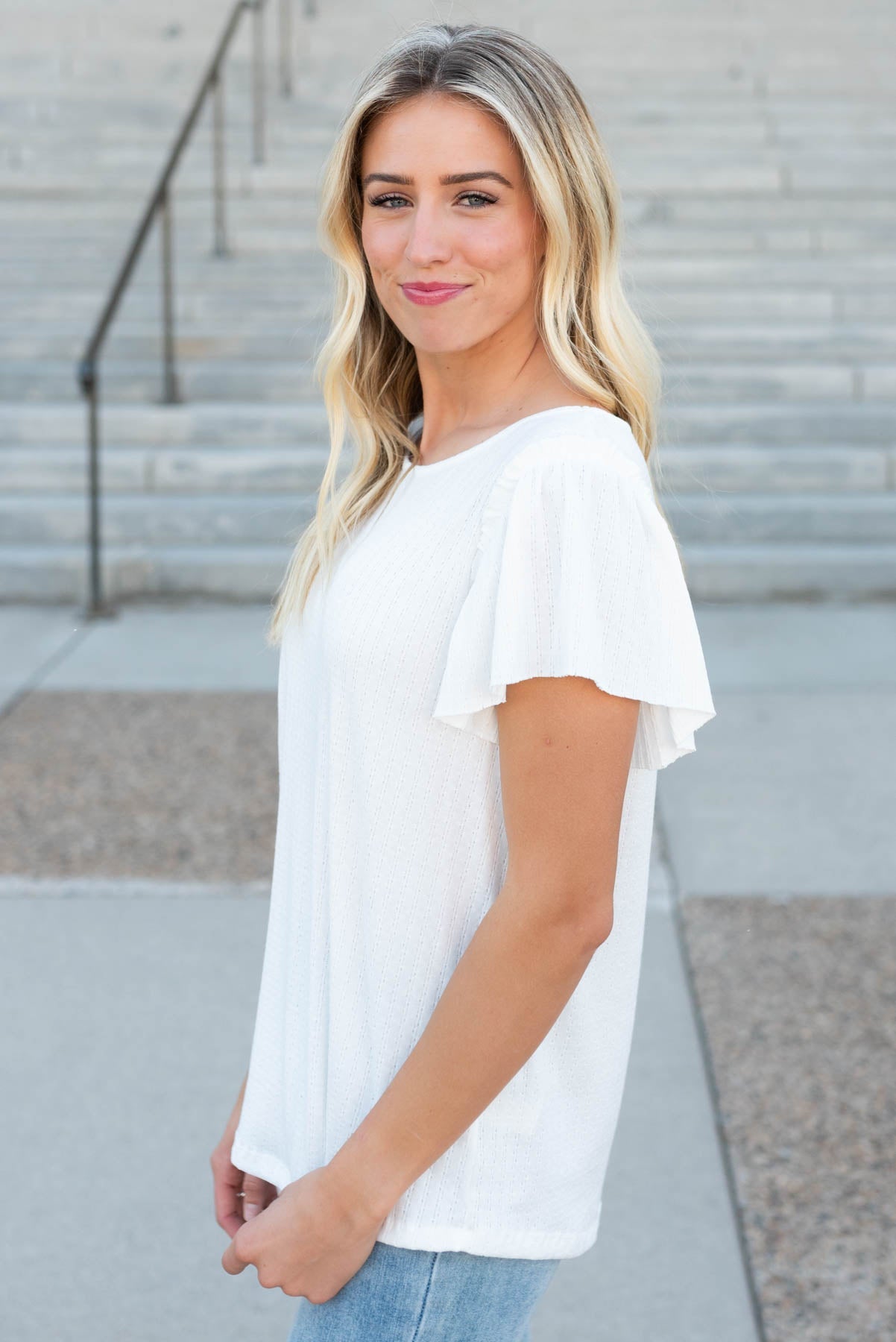 Samaria Off White Textured Top
