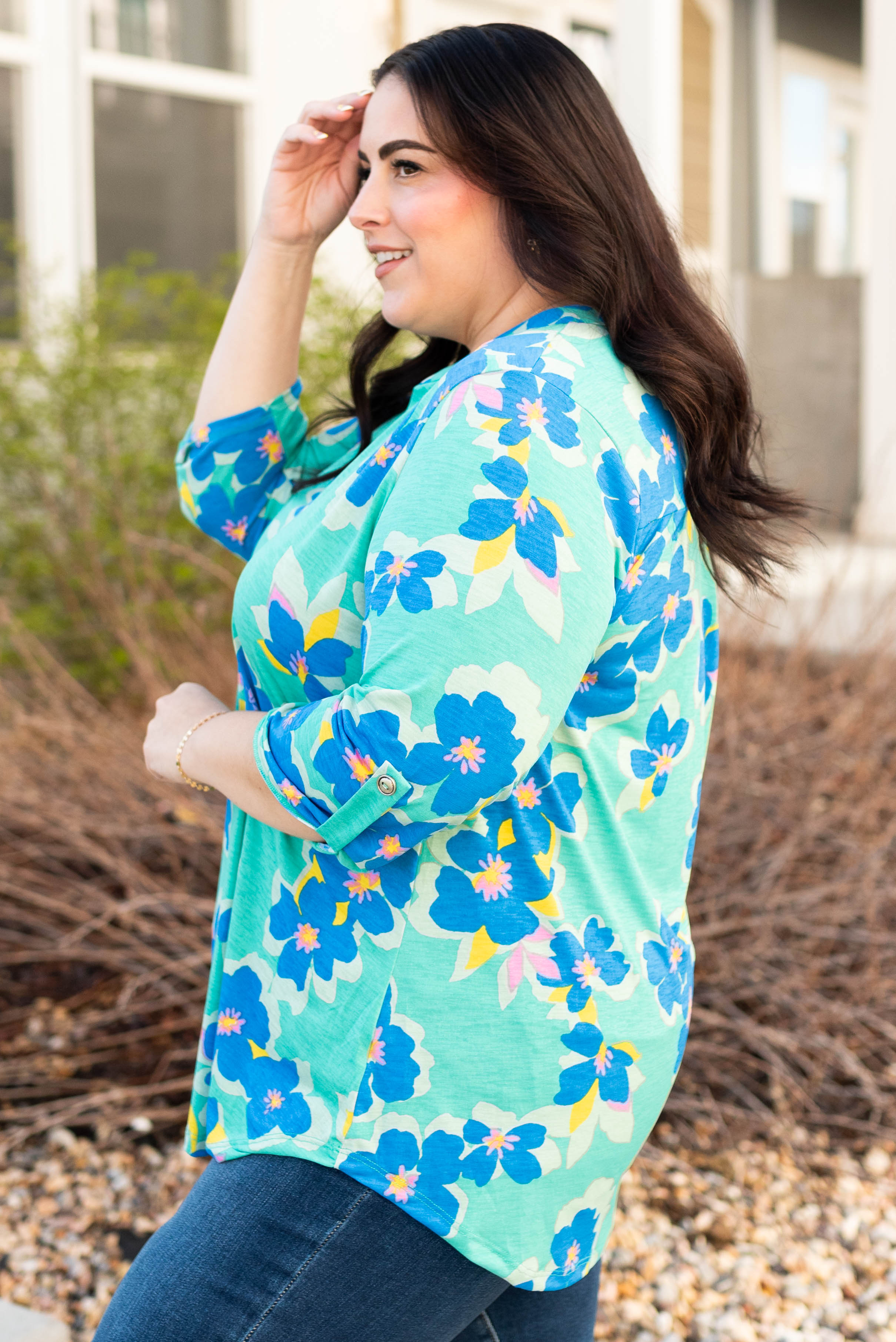 Sandra Green Floral Top