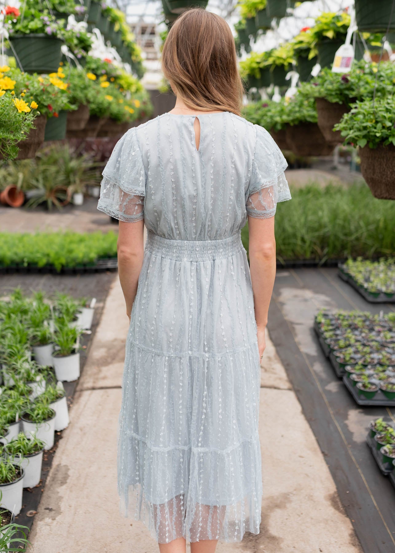 Sarah Dusty Blue Lace Dress