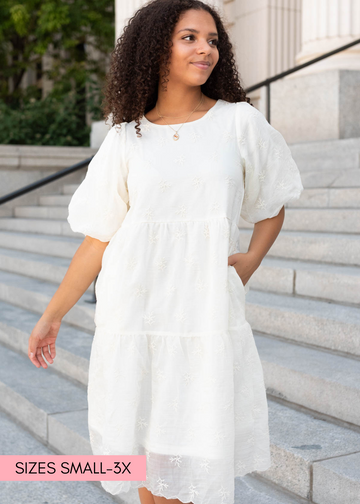 Sarai Cream Floral Puff Sleeve Dress