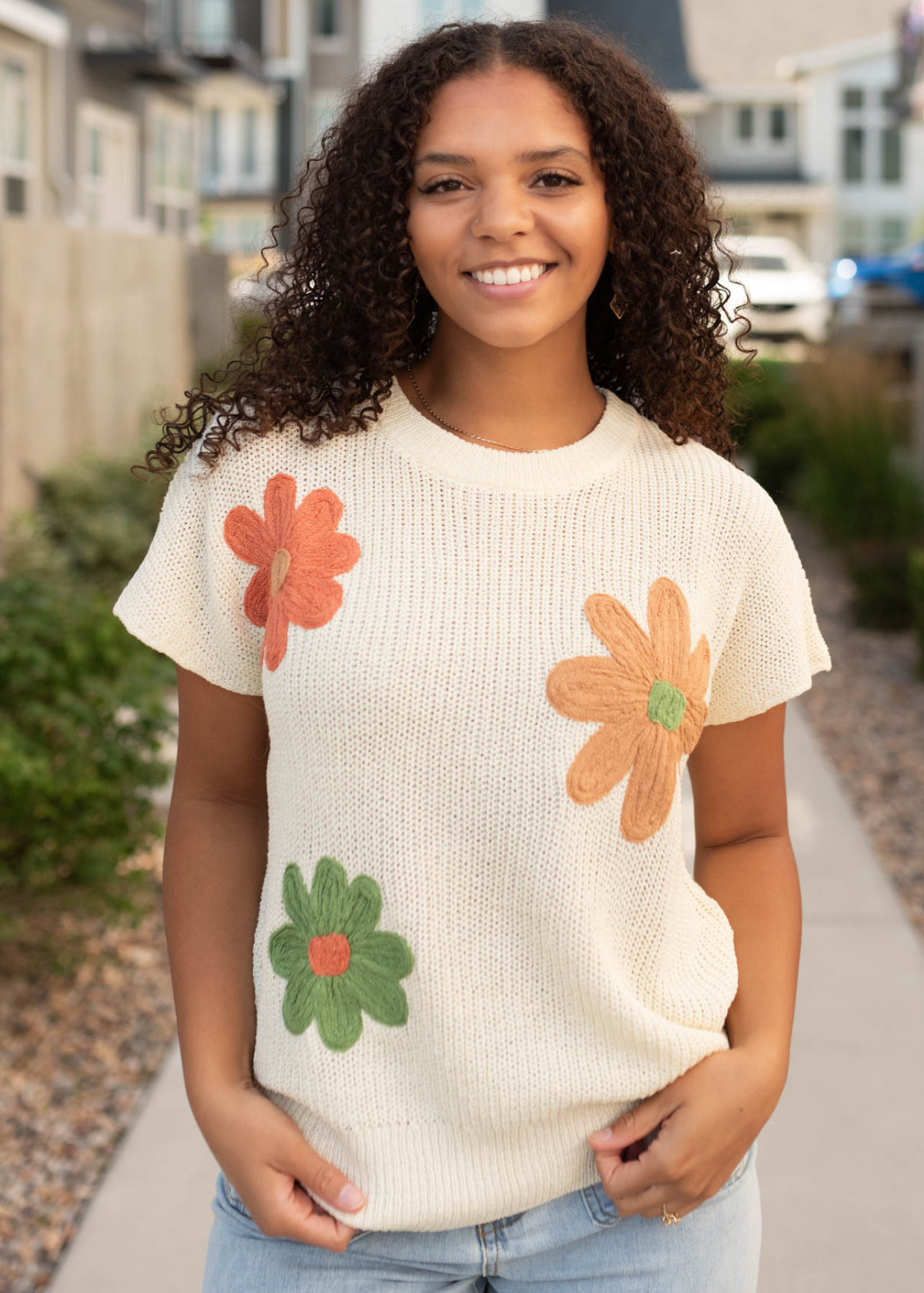 Sawyer Cream Floral Sweater Vest