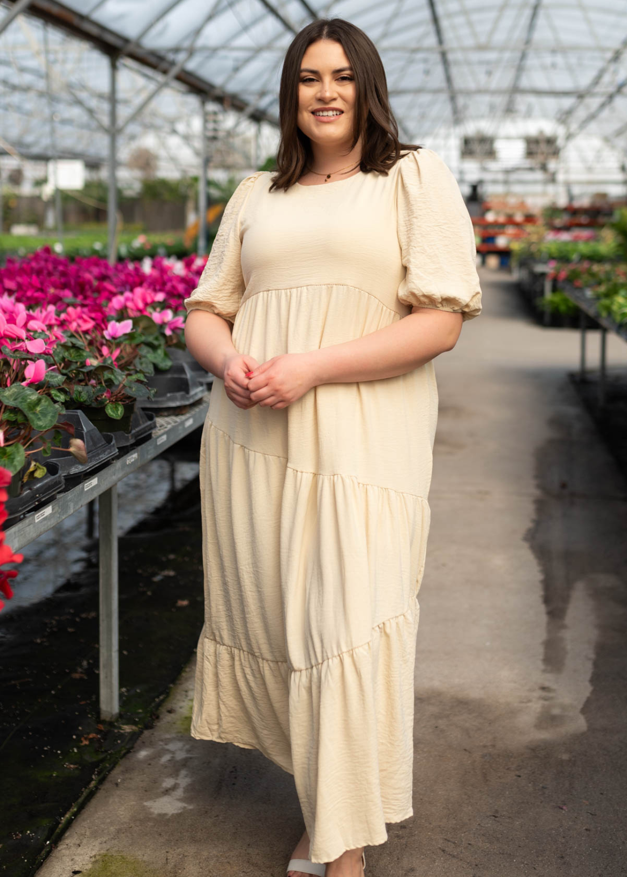 Serenity Taupe Tiered Dress
