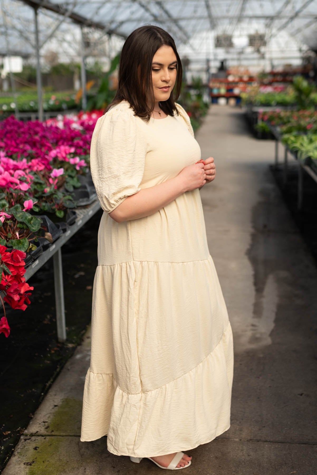 Serenity Taupe Tiered Dress