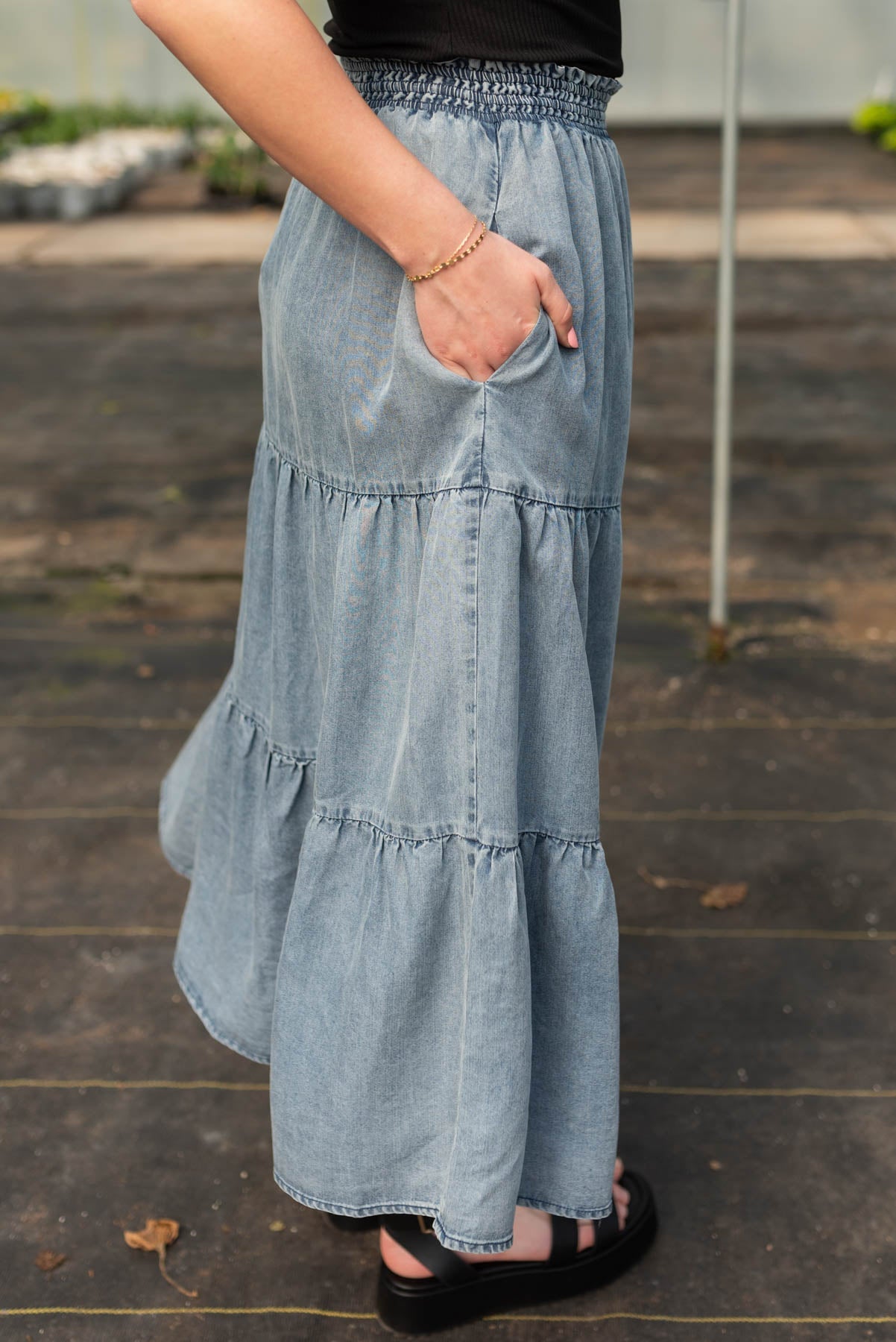 Shelby Denim Blue Tiered Skirt