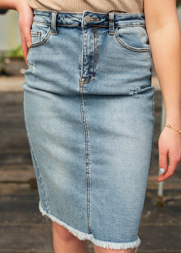 Sheridan Indigo Distressed Skirt