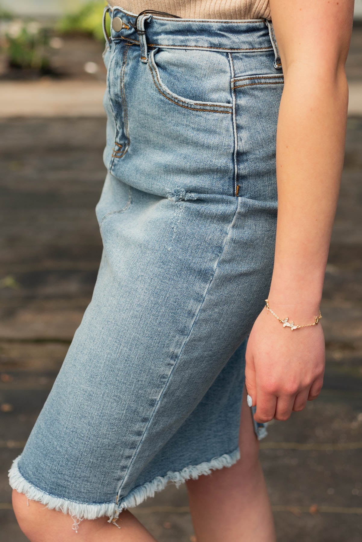 Sheridan Indigo Distressed Skirt