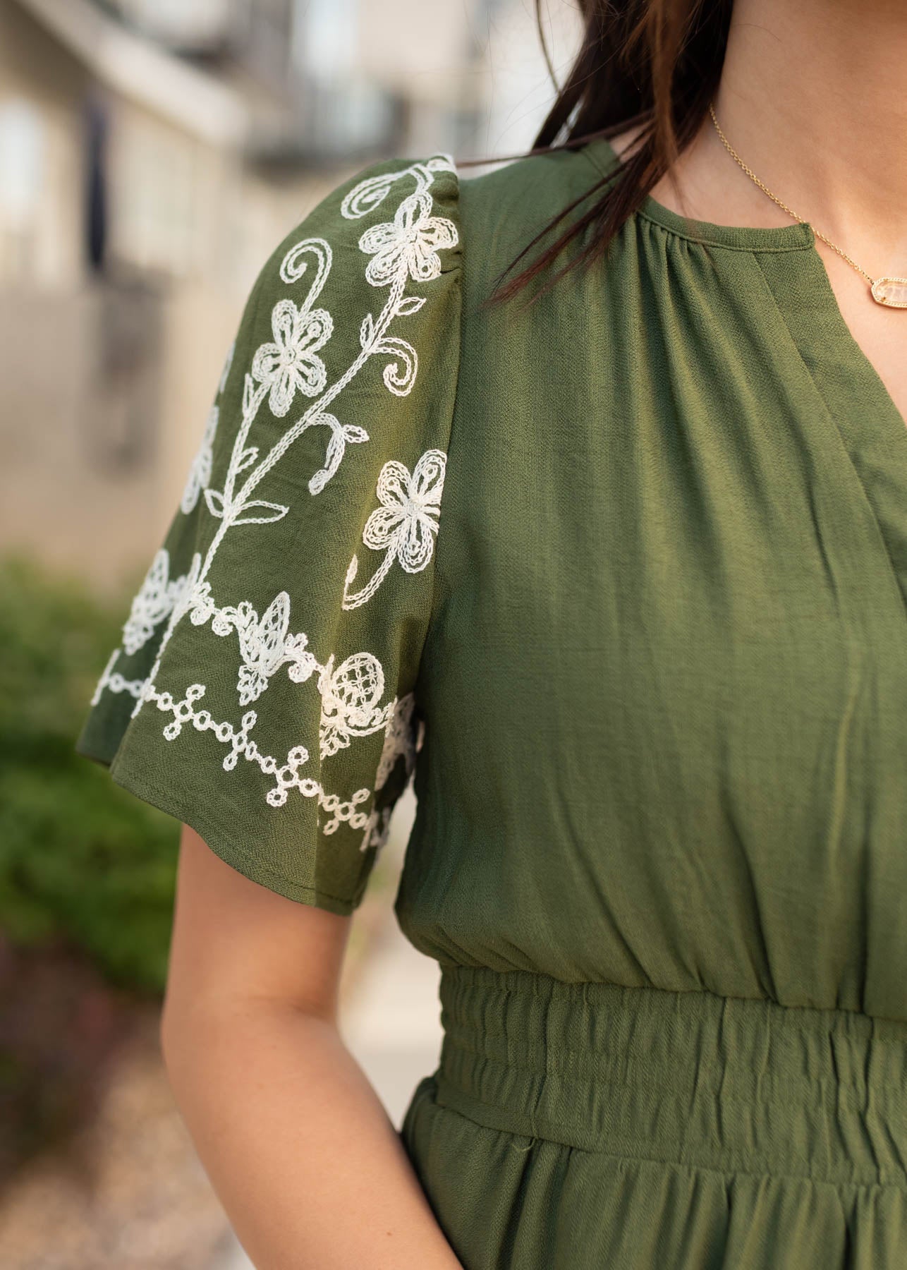 Sofia Olive Embroidered Dress