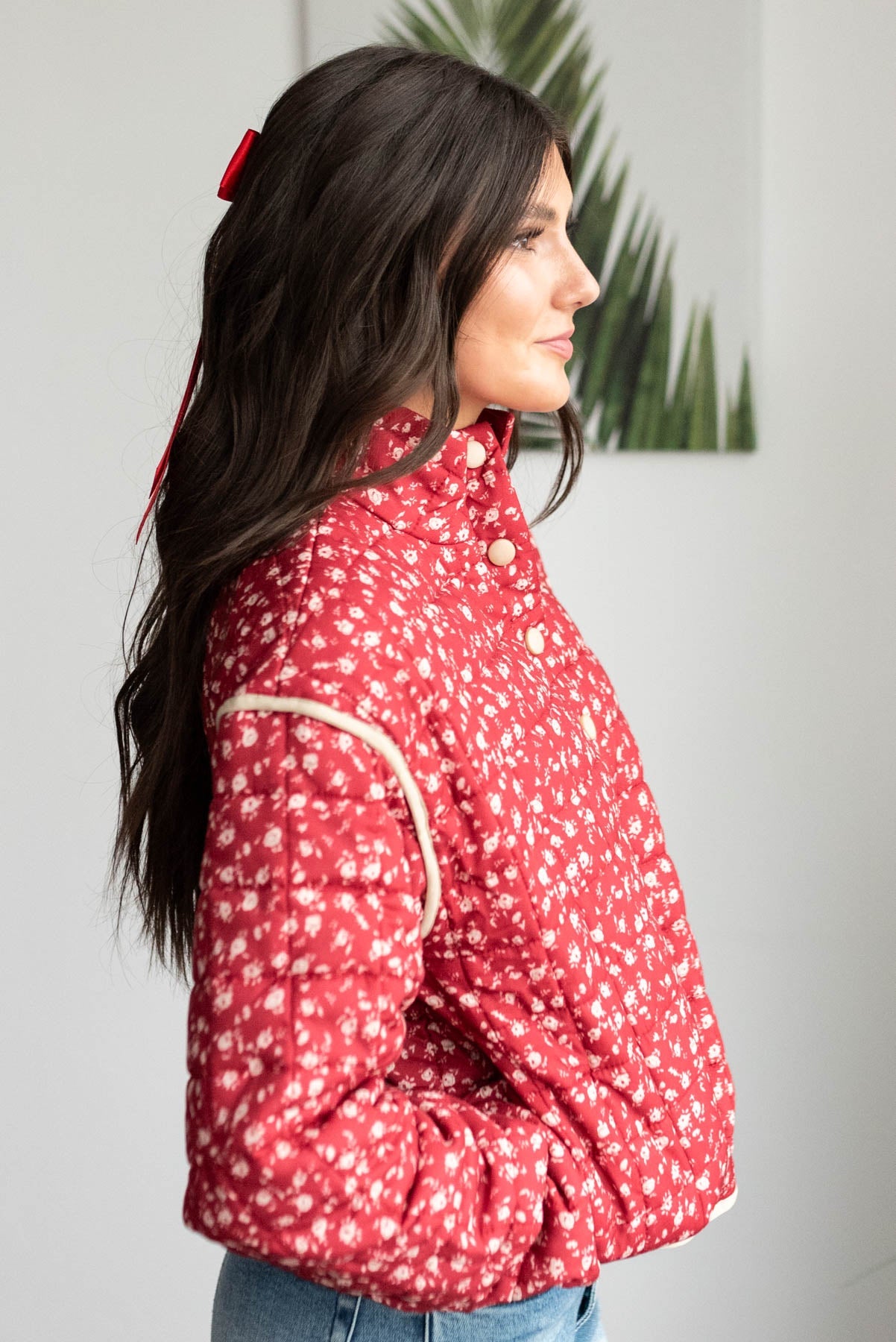 Sue Red Floral Quilted Jacket