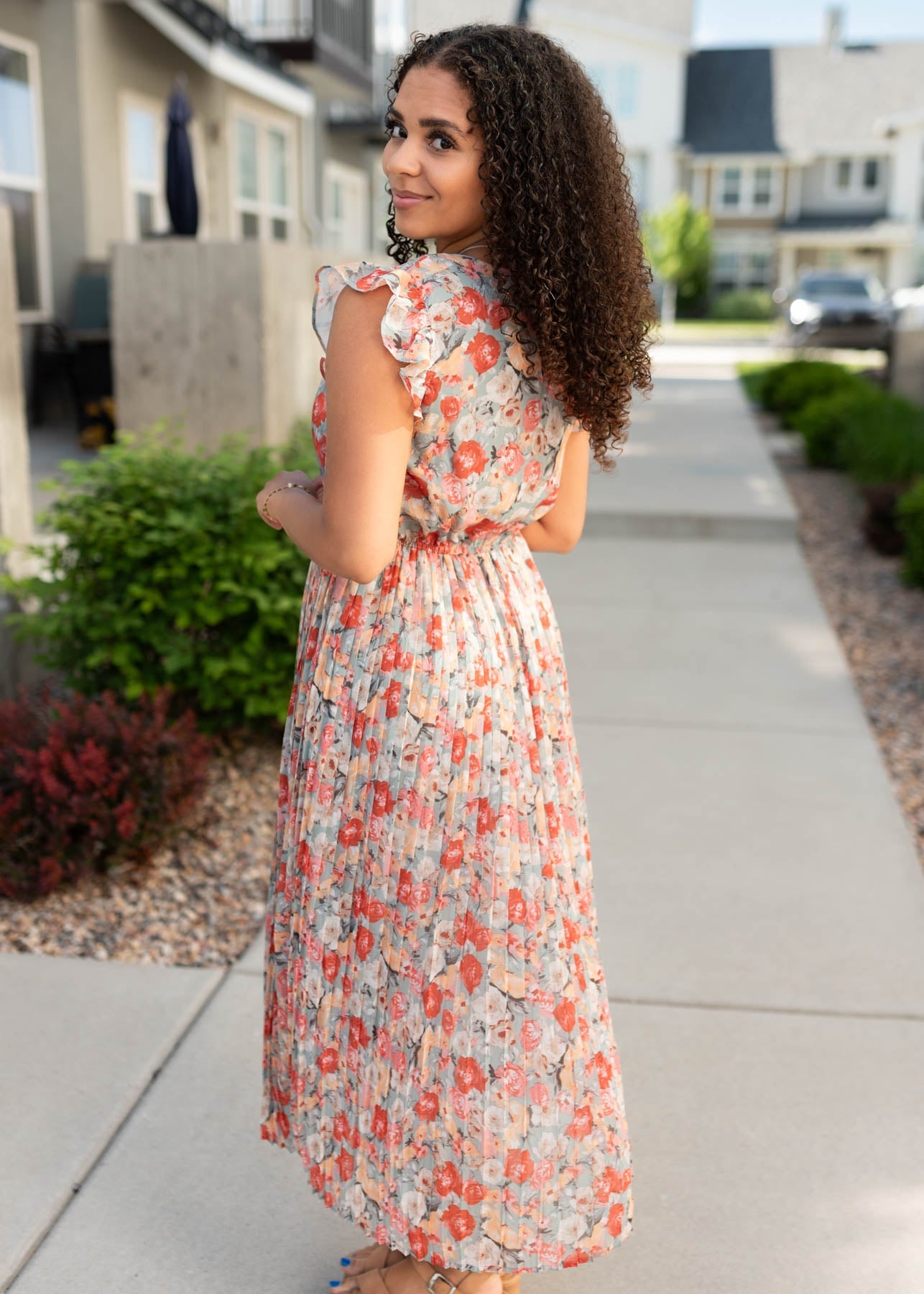 Susan Vintage Sage Floral Dress