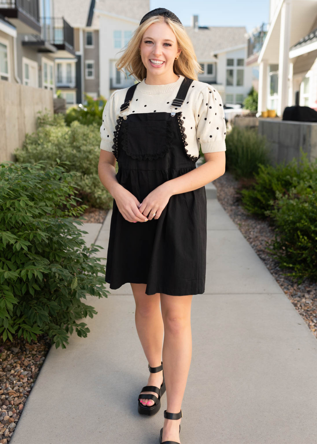 Sydnie Black Lace Shortalls