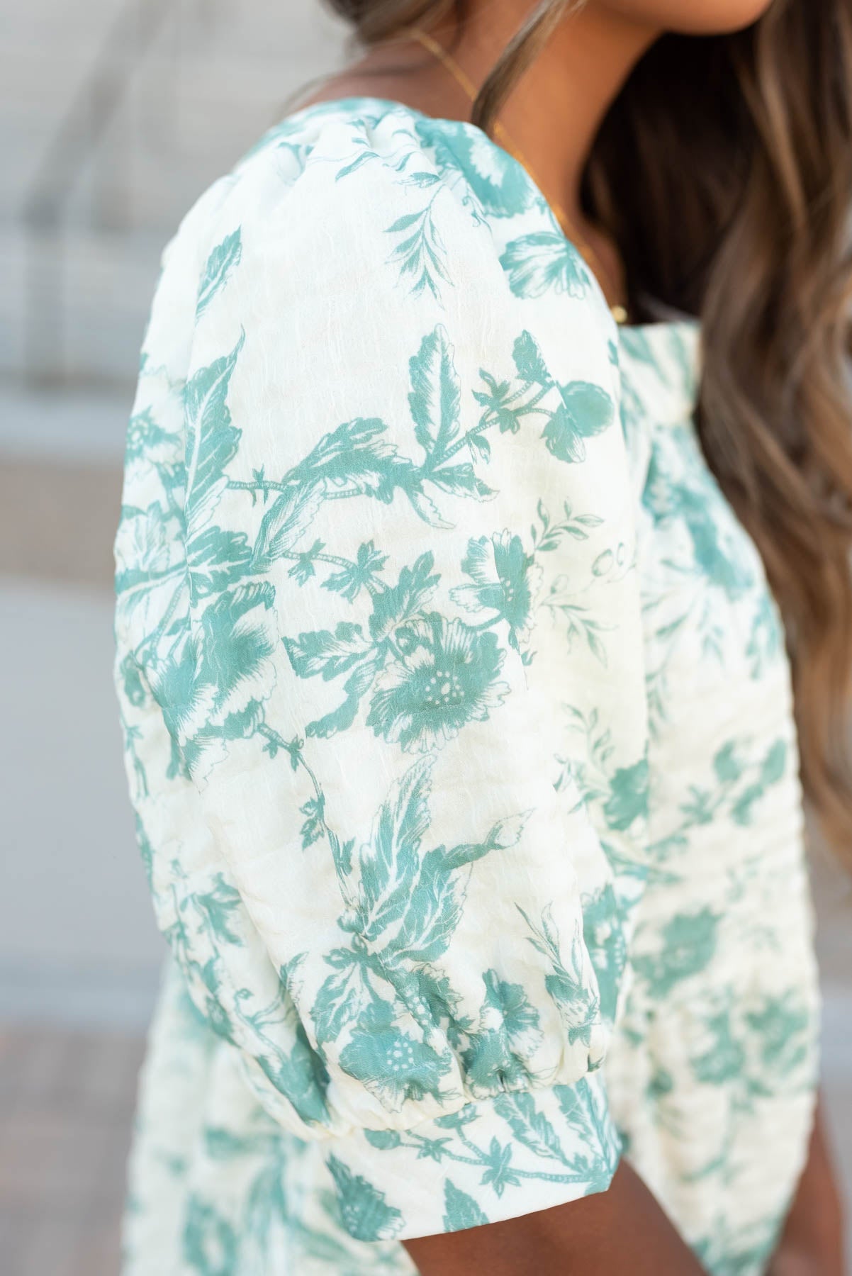 Sylvia Green Floral Tiered Dress