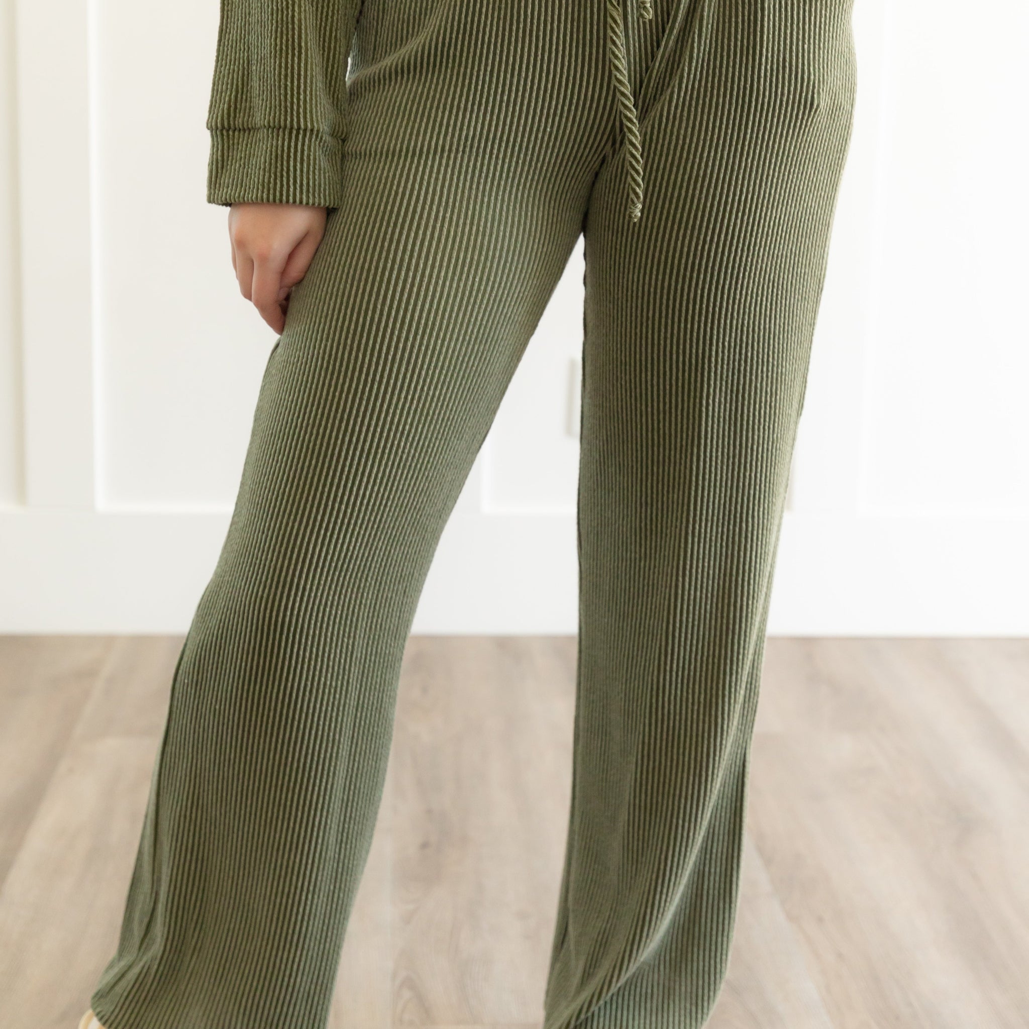 Tana Olive Ribbed Pants