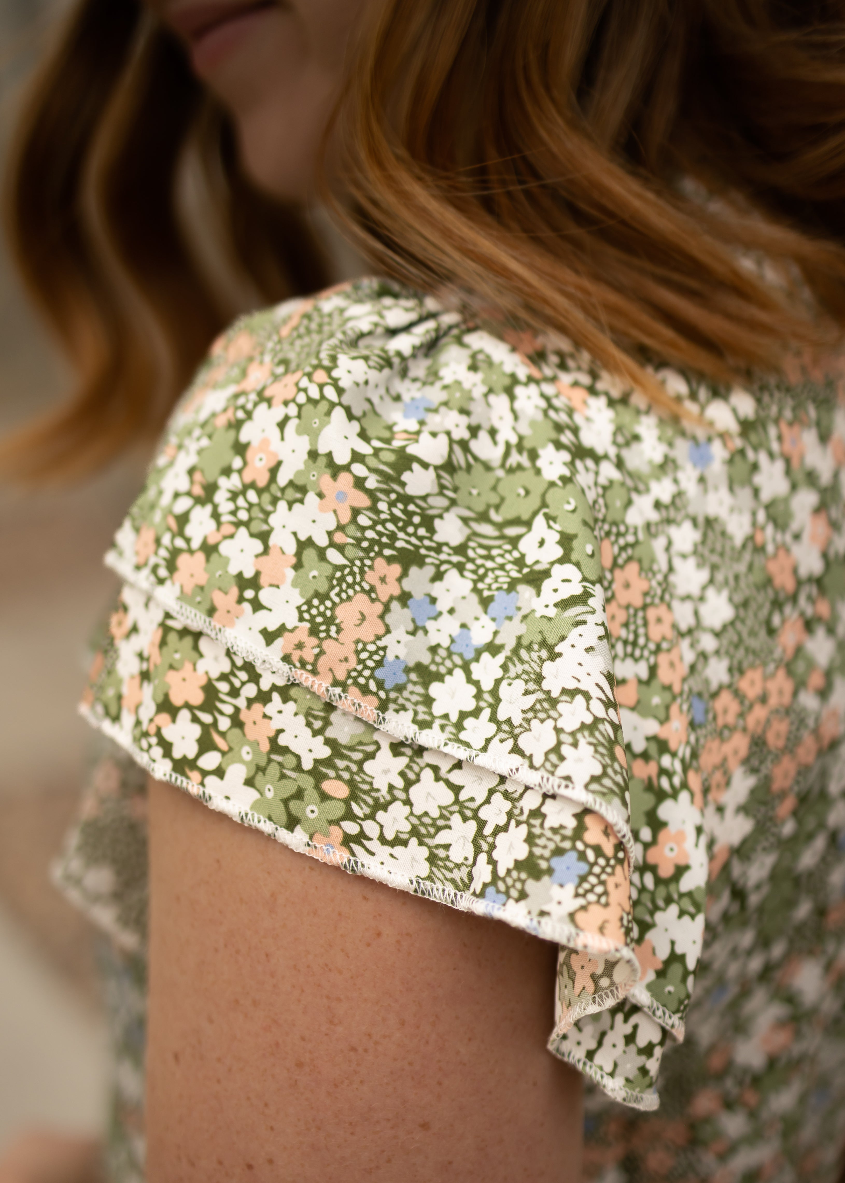 Tara Green Floral Top