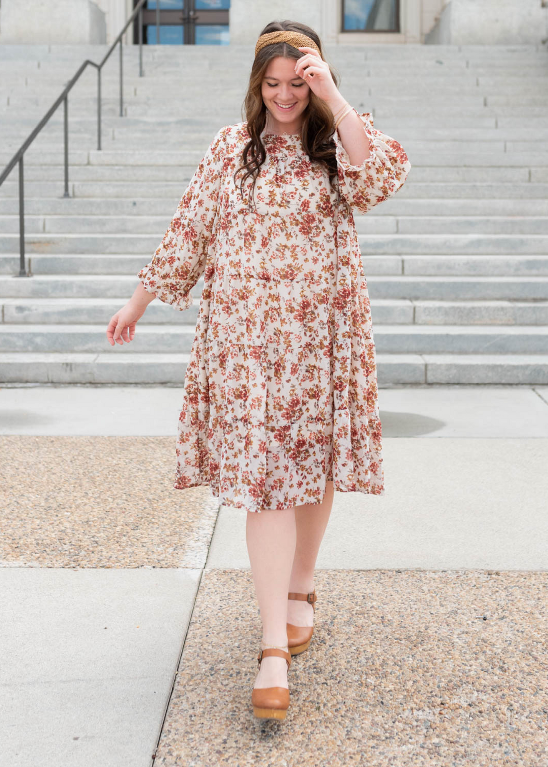Teresa Cream Floral Tiered Dress