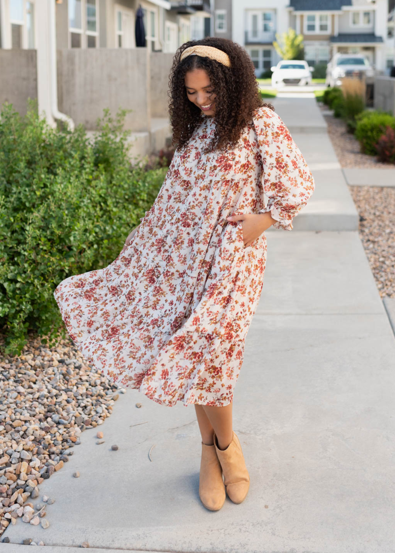 Teresa Cream Floral Tiered Dress
