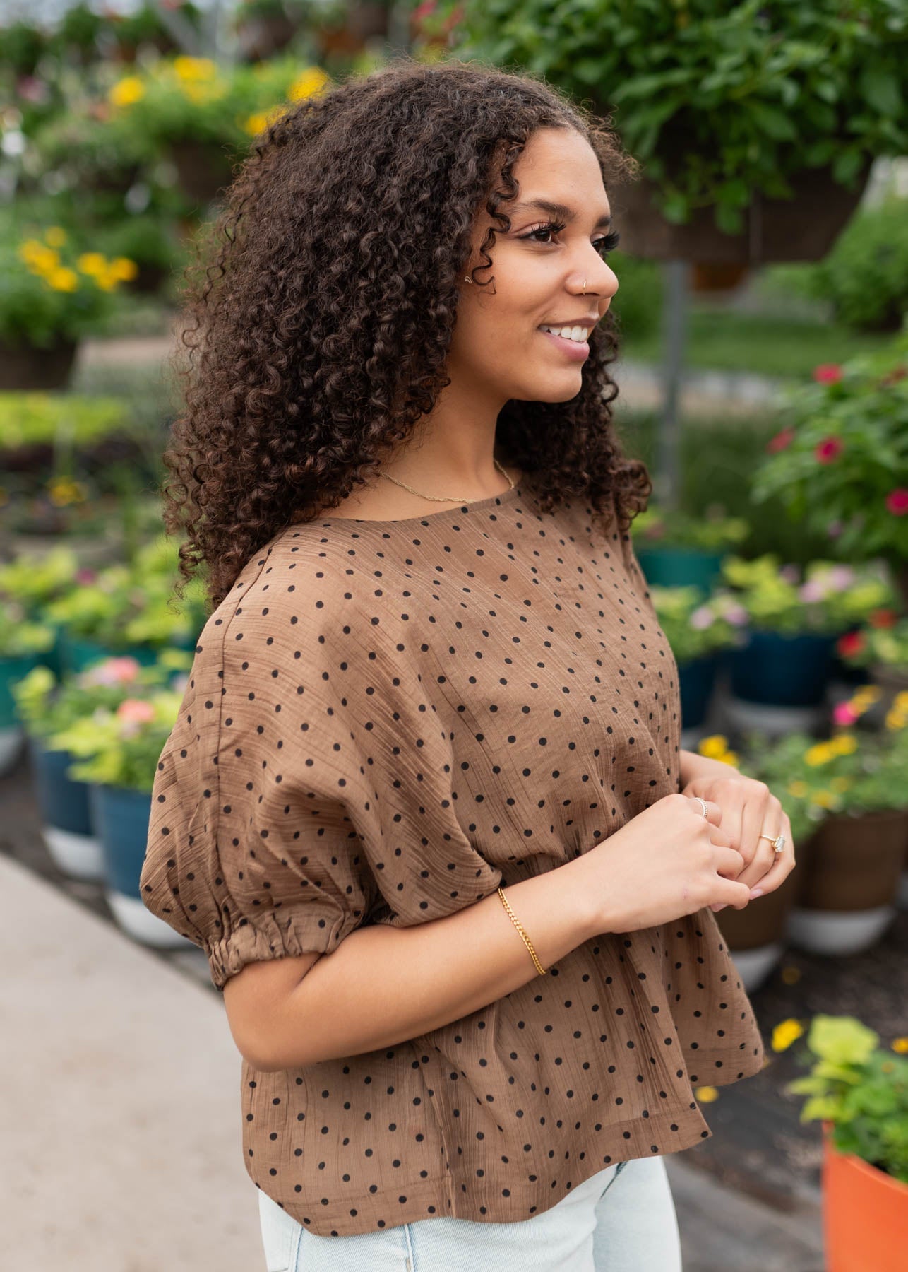 Tia Chocolate Polka Dot Top