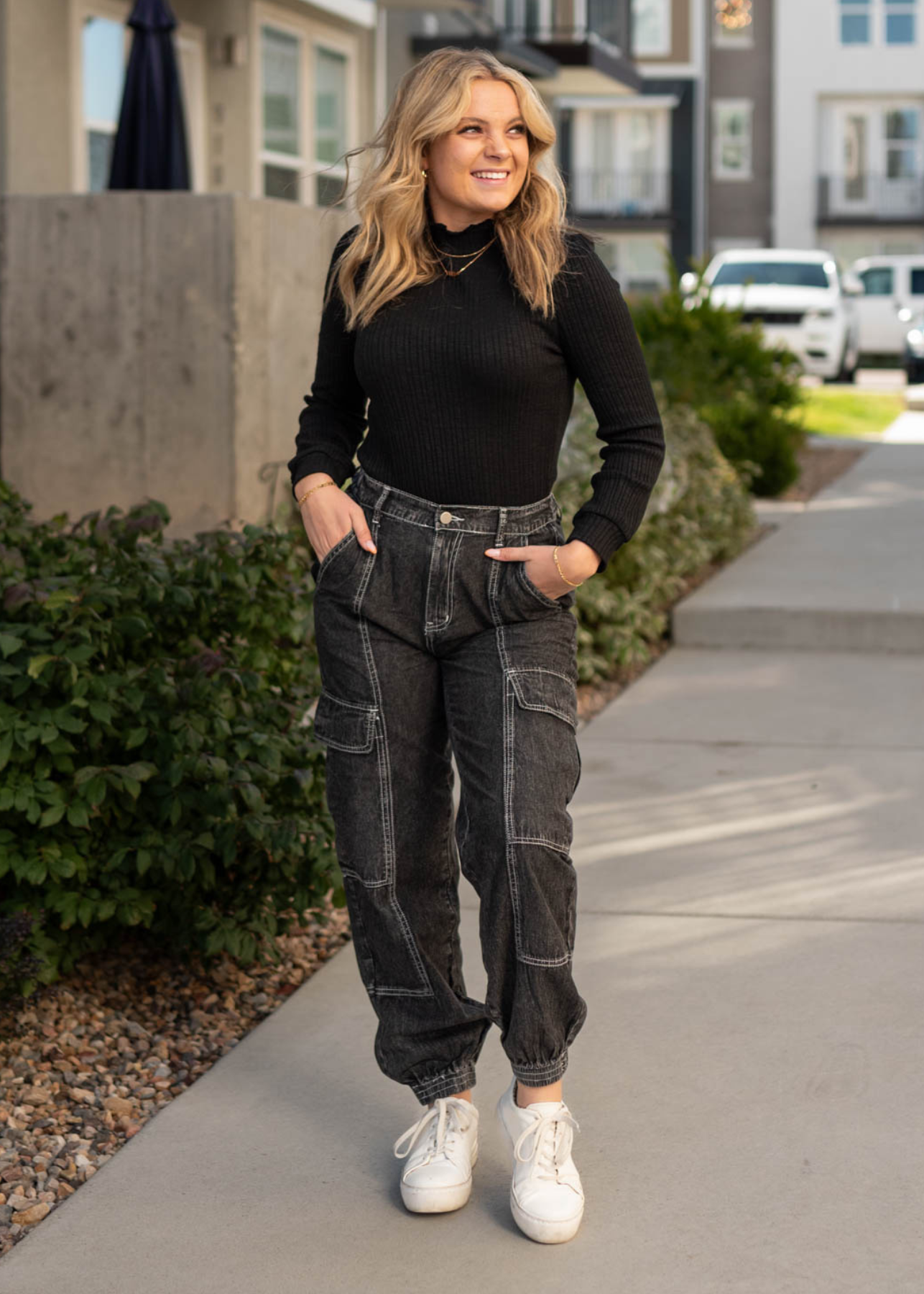 Tyree Black Cargo Parachute Pants