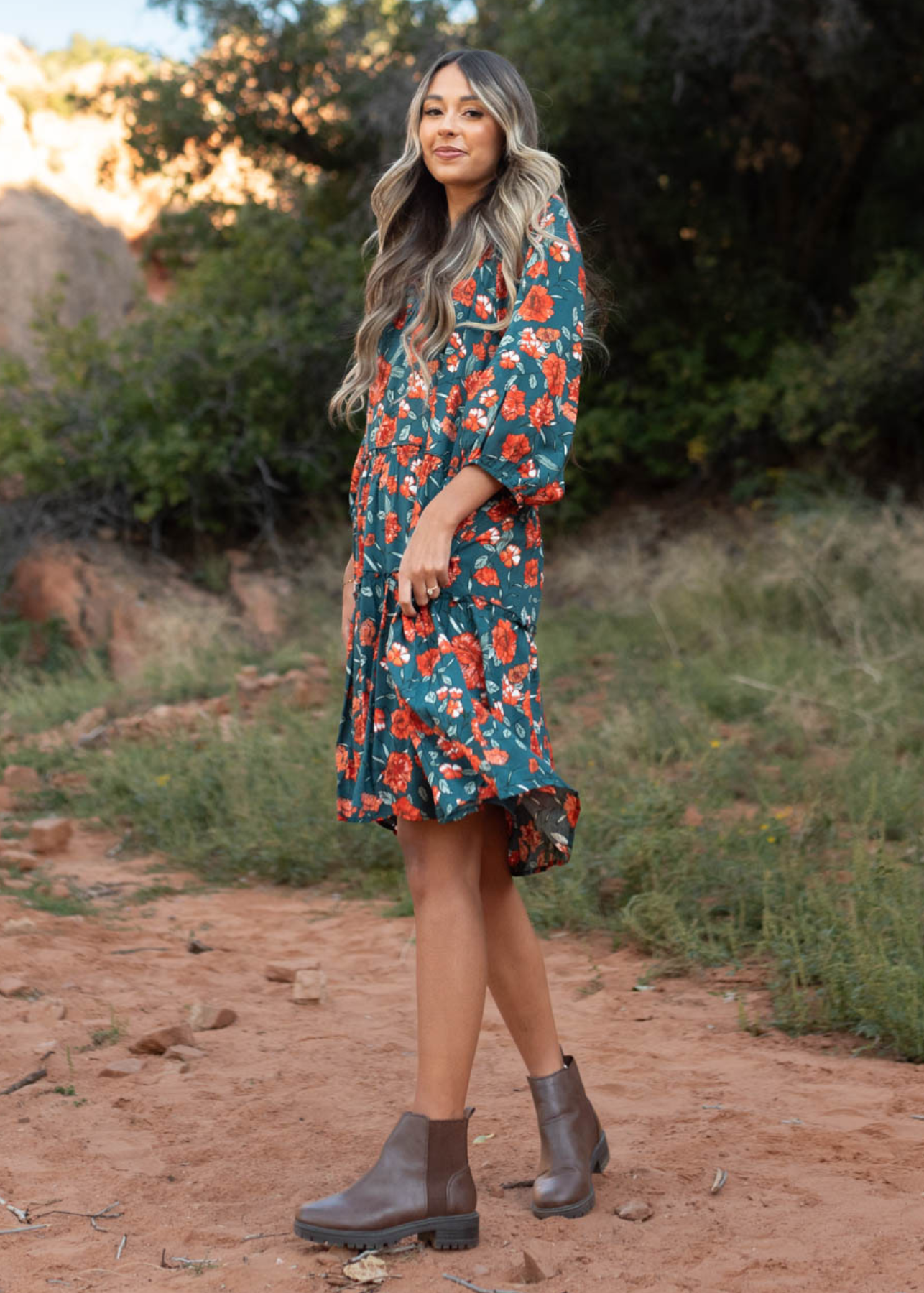 Zia Teal Floral Dress