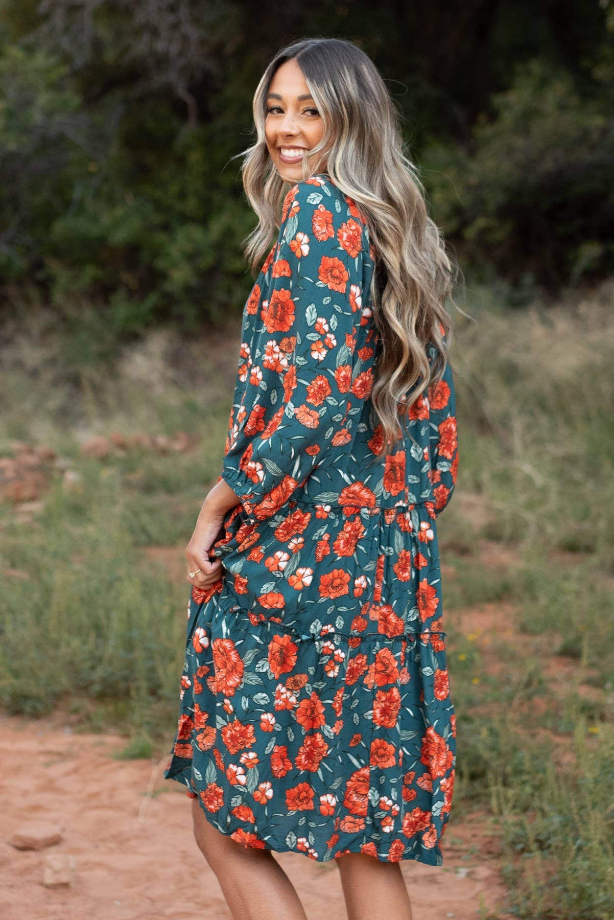 Zia Teal Floral Dress