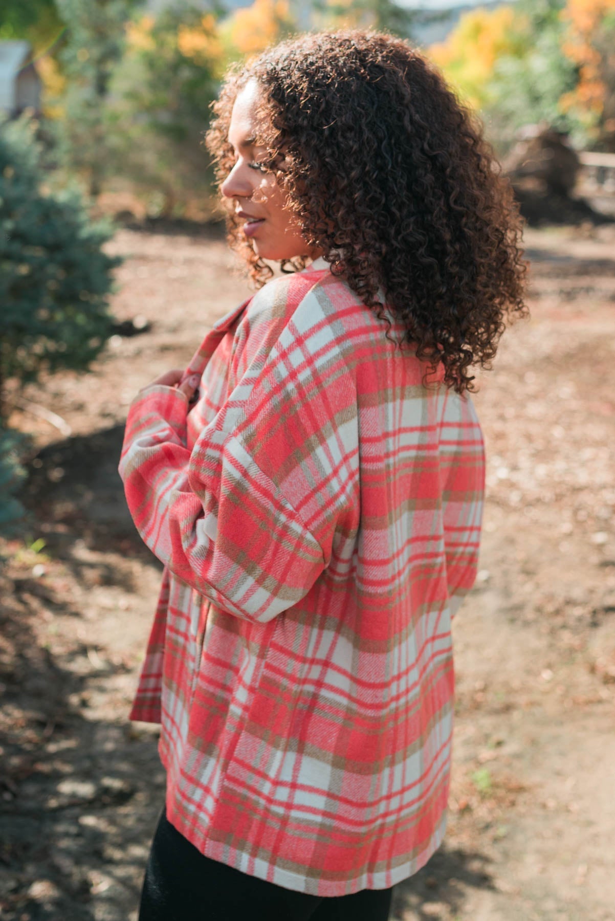 Zosia Coral Plaid Shacket