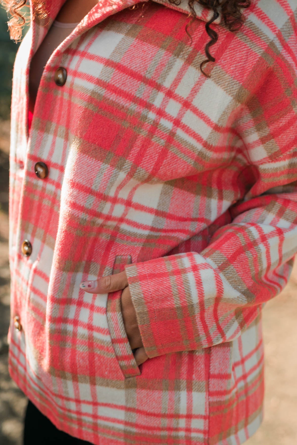 Zosia Coral Plaid Shacket