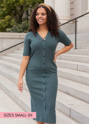 Dawn Dark Green Sweater Dress