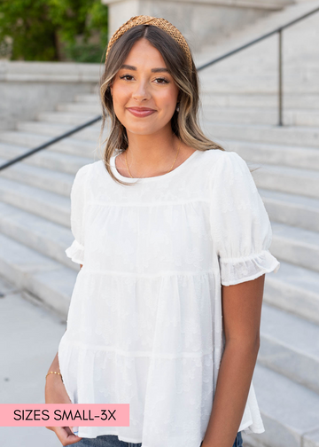 Rae White Floral Ruffle Top