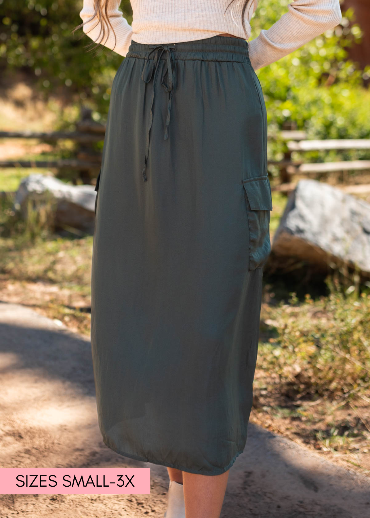 Lorryn Dark Olive Cargo Skirt