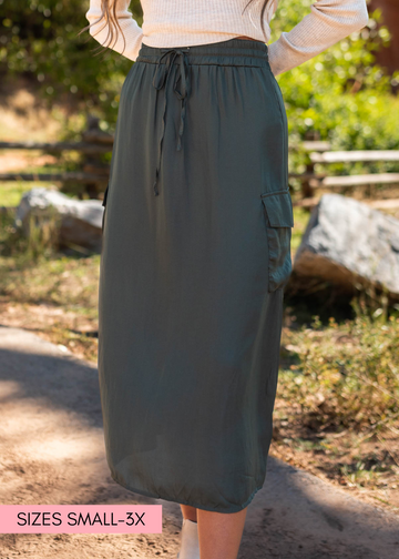 Lorryn Dark Olive Cargo Skirt