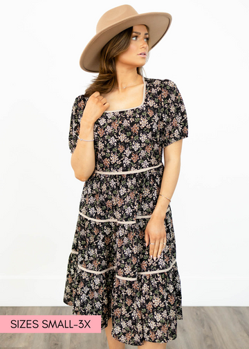 Eliza Black Floral Dress